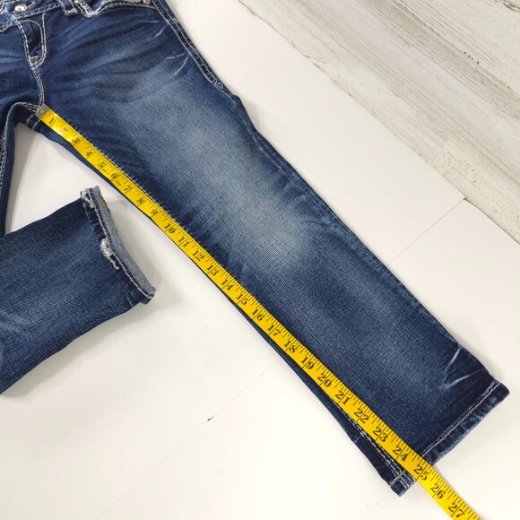 ROCK REVIVAL Ruella Rhinestone Faux Flap Pockets Easy Capri Jeans SIZE 26 30x25 - Picture 16 of 16